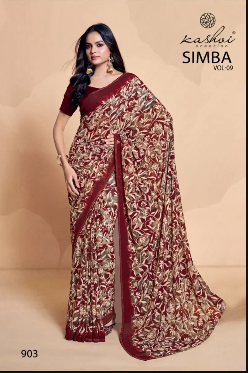 Simba Vol 9 By Kashvi Georgette Daily Wear Sarees Exporters In India